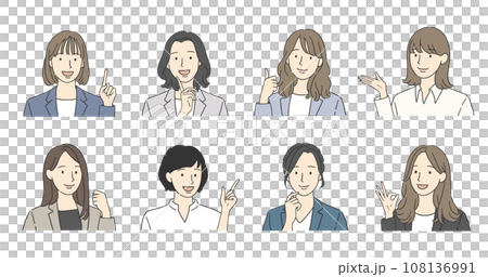 Various pose illustration set of working women 108136991