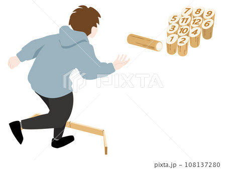 モルックを投げる長袖の人のベクターイラスト モルックを投げる長袖の人のベクターイラスト 108137280