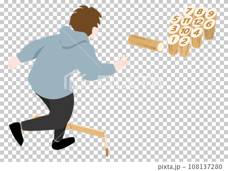 モルックを投げる長袖の人のベクターイラスト モルックを投げる長袖の人のベクターイラスト 108137280