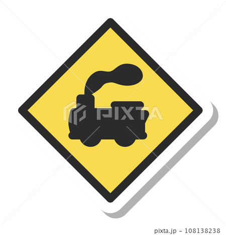 シンプルな標識のステッカー単品イラスト　踏切あり 108138238