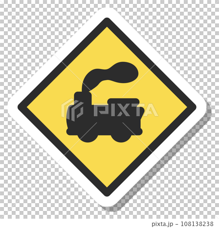 シンプルな標識のステッカー単品イラスト　踏切あり 108138238