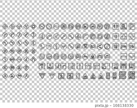 シンプルな標識の線画アイコンセット 108138330