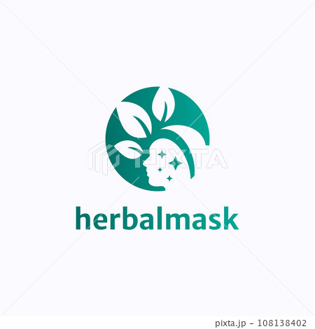 Beauty face herb mask logo design vector. Spa and cosmetic clinic symbol template 108138402