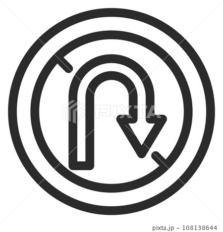 シンプルな標識の線画単品イラスト　転回禁止 108138644