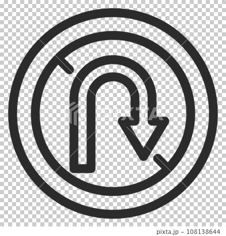 シンプルな標識の線画単品イラスト　転回禁止 108138644