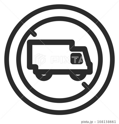 シンプルな標識の線画単品イラスト　大型貨物自動車等通行止め 108138661