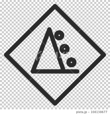 一個簡單標誌的單線圖解 — 落石的風險 108138677