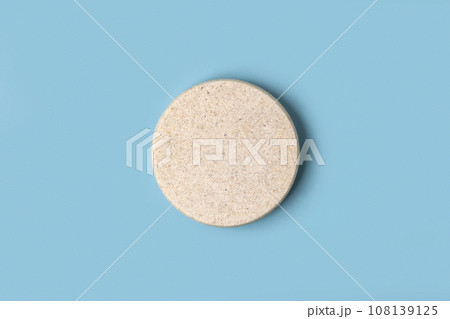 Round Podium on Blue Background. Natural Marble Pedestal. Eco Beauty Product Mockup promotion. Scene to Show. Stone Showcase, Display Case. Top View Soft Shadow Flat Lay. Trendy Cian Color Space. Spa Round Podium on Blue Background. Natural Marble Pedestal. Eco Beauty Product Mockup promotion. Scene to Show. Stone Showcase, Display Case. Top View Soft Shadow Flat Lay. Trendy Cian Color Space. Spa 108139125