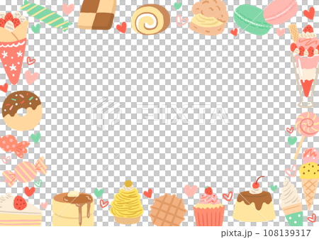 かわいいスイーツのフレーム 108139317