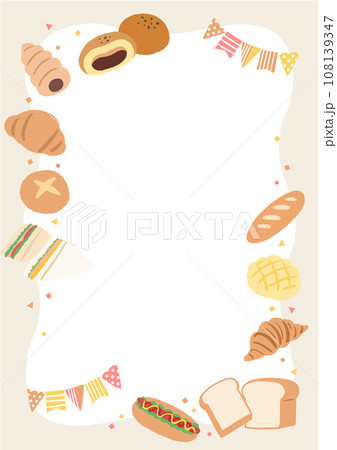 かわいいパンのイラストのフレーム 108139347