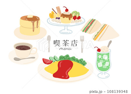 喫茶店の食べ物のイラスト 108139348