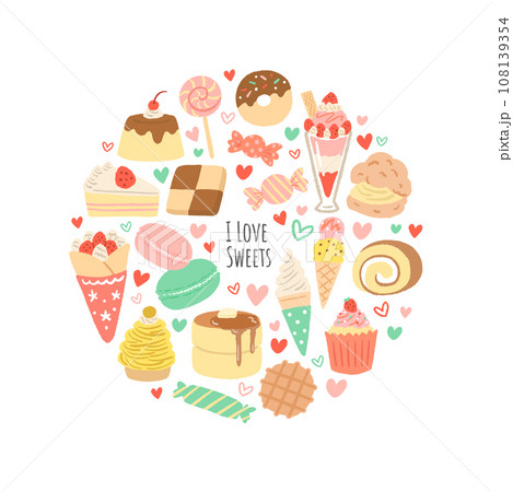 かわいいスイーツのイラストセット 108139354