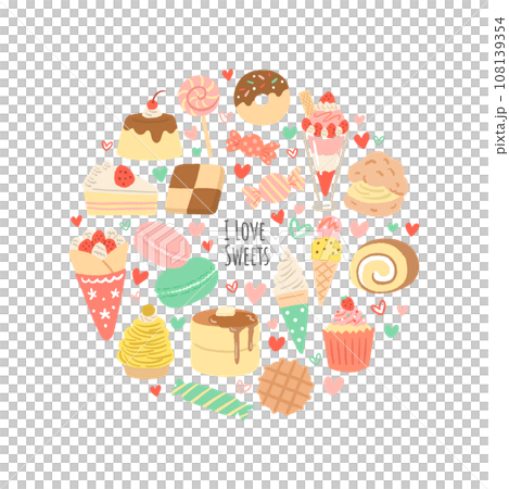 かわいいスイーツのイラストセット 108139354