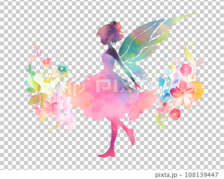 Flowers and fairies watercolor style "AI generated image" 108139447