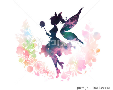 花と妖精　水彩画風「AI生成画像］ 108139448
