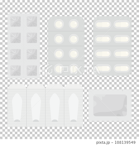 色々な形状の薬のイラストセット 108139549