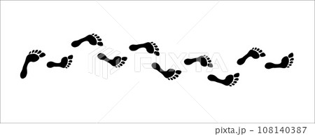 Human Barefoot Foot Track. Imprint silhouette on white Human Barefoot Foot Track. Imprint silhouette on white 108140387