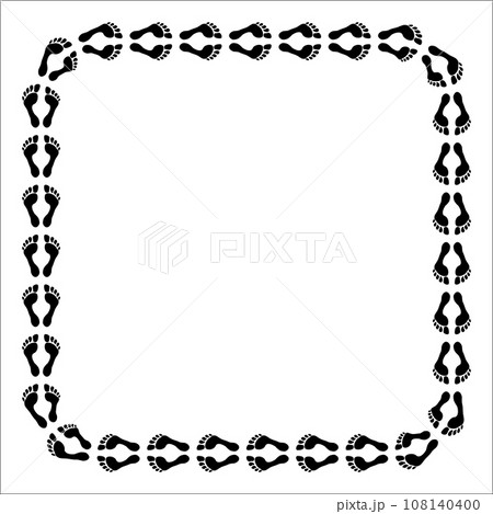 Square foot step frame. Imprint, silhouette of a bare human foot. Square foot step frame. Imprint, silhouette of a bare human foot. 108140400