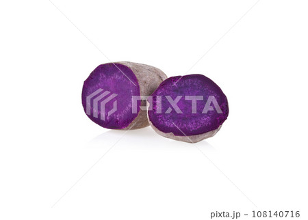 Purple Sweet Potatoes on White background 108140716