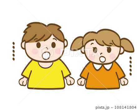 ポカーンと呆れて言葉も出ない男の子と女の子_小学生低学年_幼児 108141804