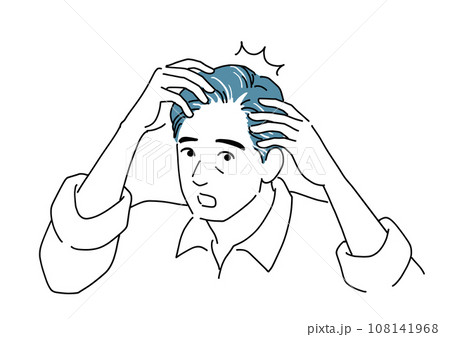 髪の生え際が薄くなって心配する中年男性 髪の生え際が薄くなって心配する中年男性 108141968