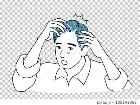 Middle-aged man worried about thinning hairline 108141968