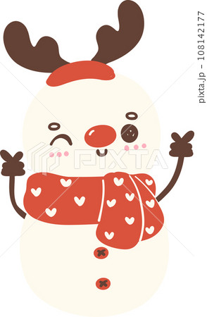 Cute Christmas Snowman cartoon character  108142177