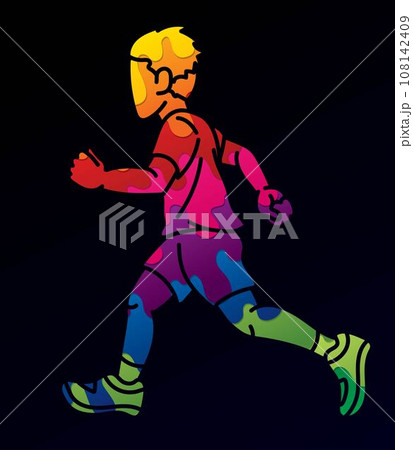 A Boy Start Running Action Cartoon Sport Graphic Vector 108142409