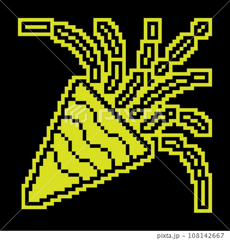 Pixel silhouette icon. Fireworks sparks scatter their firecrackers. New Year festive pyrotechnics. Simple black and yellow vector isolated Pixel silhouette icon. Fireworks sparks scatter their firecrackers. New Year festive pyrotechnics. Simple black and yellow vector isolated 108142667