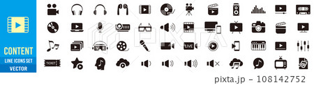 Content line icons editable set vector. Music  108142752