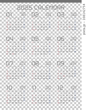 2025年　シンプルモダンなカレンダー 108142754