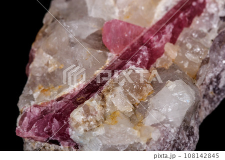 macro mineral tourmaline stone on black background 108142845