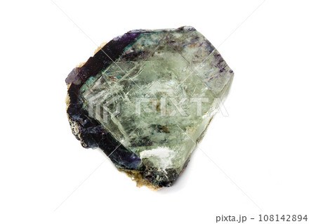 Macro of a mineral stone Fluorite on a white background 108142894