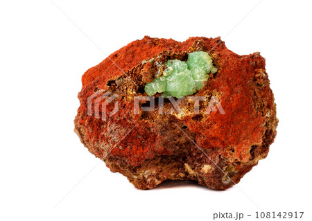 Macro mineral stone Adamite on a white background Macro mineral stone Adamite on a white background 108142917