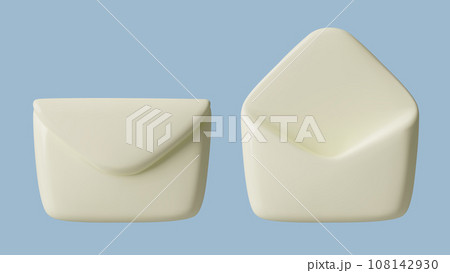 Opened and closed white envelope 3d icon Minimal realistic three dimensional post letter front view 108142930