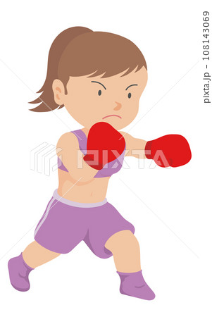 左ジャブを打つ女子ボクサー 108143069