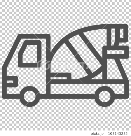 Simple vehicle line drawing single item icon mixer truck 108143283