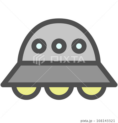 シンプルな乗り物のカラー単品アイコン UFO シンプルな乗り物のカラー単品アイコン UFO 108143321