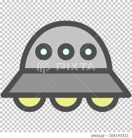 シンプルな乗り物のカラー単品アイコン UFO シンプルな乗り物のカラー単品アイコン UFO 108143321