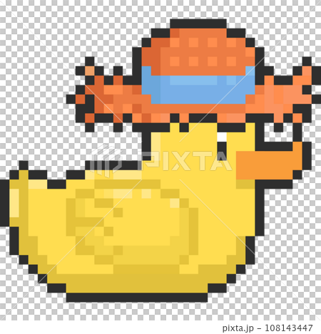 Pixel art duck with straw hat Pixel art duck with straw hat 108143447
