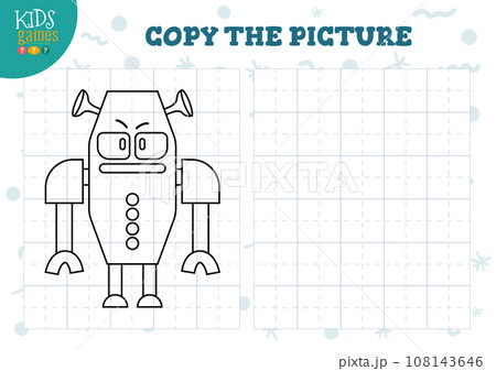 Copy picture vector illustration. Coloring game for preschool and school kids 108143646