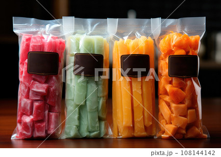 Brazilian ice cream with fruit slices, freezies Brazilian ice cream with fruit slices, freezies 108144142