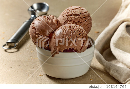 bowl of chocolate ice cream 108144765