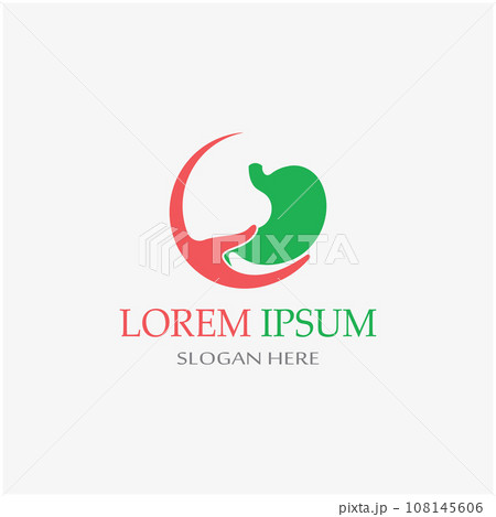 stomach health and stomach care logo design icon vector template 108145606