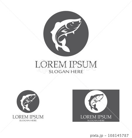 Fish logo, fish oil and seafood restaurant icon. With the concept of icon vector design illustration template Fish logo, fish oil and seafood restaurant icon. With the concept of icon vector design illustration template 108145787