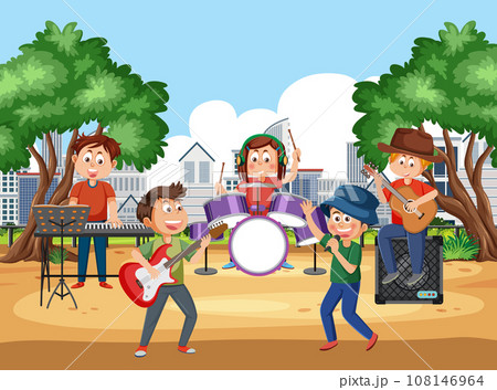 Young People's Music Band Performing in the Park 108146964