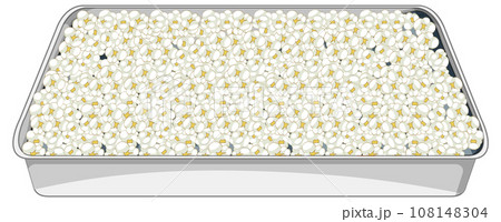 Stainless Steel Tray Filled with Popcorn Stainless Steel Tray Filled with Popcorn 108148304