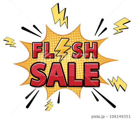 Retro Comic Style Flash Sale Banner with Yellow Lightning Sign Retro Comic Style Flash Sale Banner with Yellow Lightning Sign 108148351