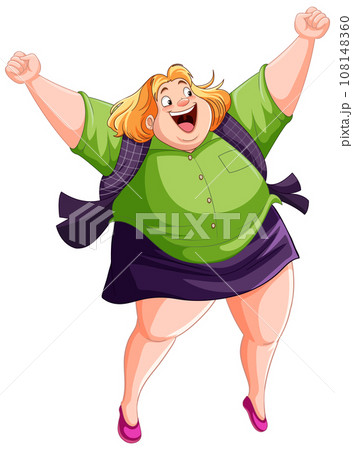 Happy Overweight Woman Cartoon Character Happy Overweight Woman Cartoon Character 108148360