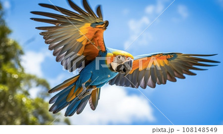 Beautifu macaw flying, Ara arakanga 108148549